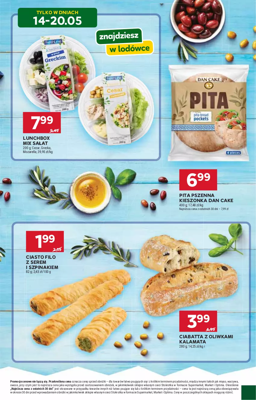 Gazetka promocyjna Stokrotka - Market - ważna 14.05 do 20.05.2026 - strona 21 - produkty: Ciabatta, Dan Cake, Mięso, Optima, Owoce, Sałat, Ser, Szpinak, Warzywa