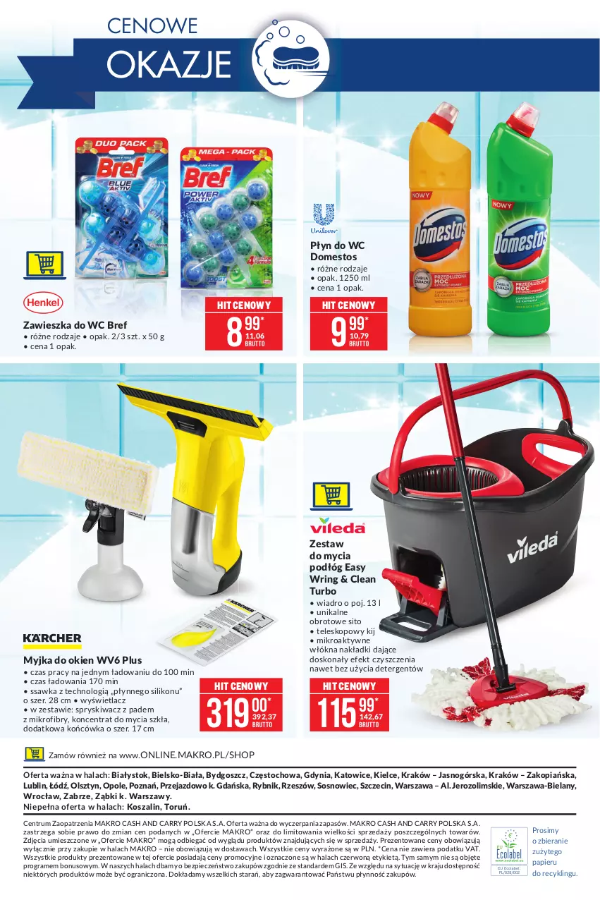 Gazetka promocyjna Makro - [Oferta specjalna] Wielkie porządki - ważna 18.05 do 31.05.2021 - strona 16 - produkty: Bref, Domestos, Gra, Kosz, Myjka do okien, Papier, Piec, Płyn do wc, Rum, Sito, Sos, Szal, Teleskop, Wiadro, Zawieszka do wc