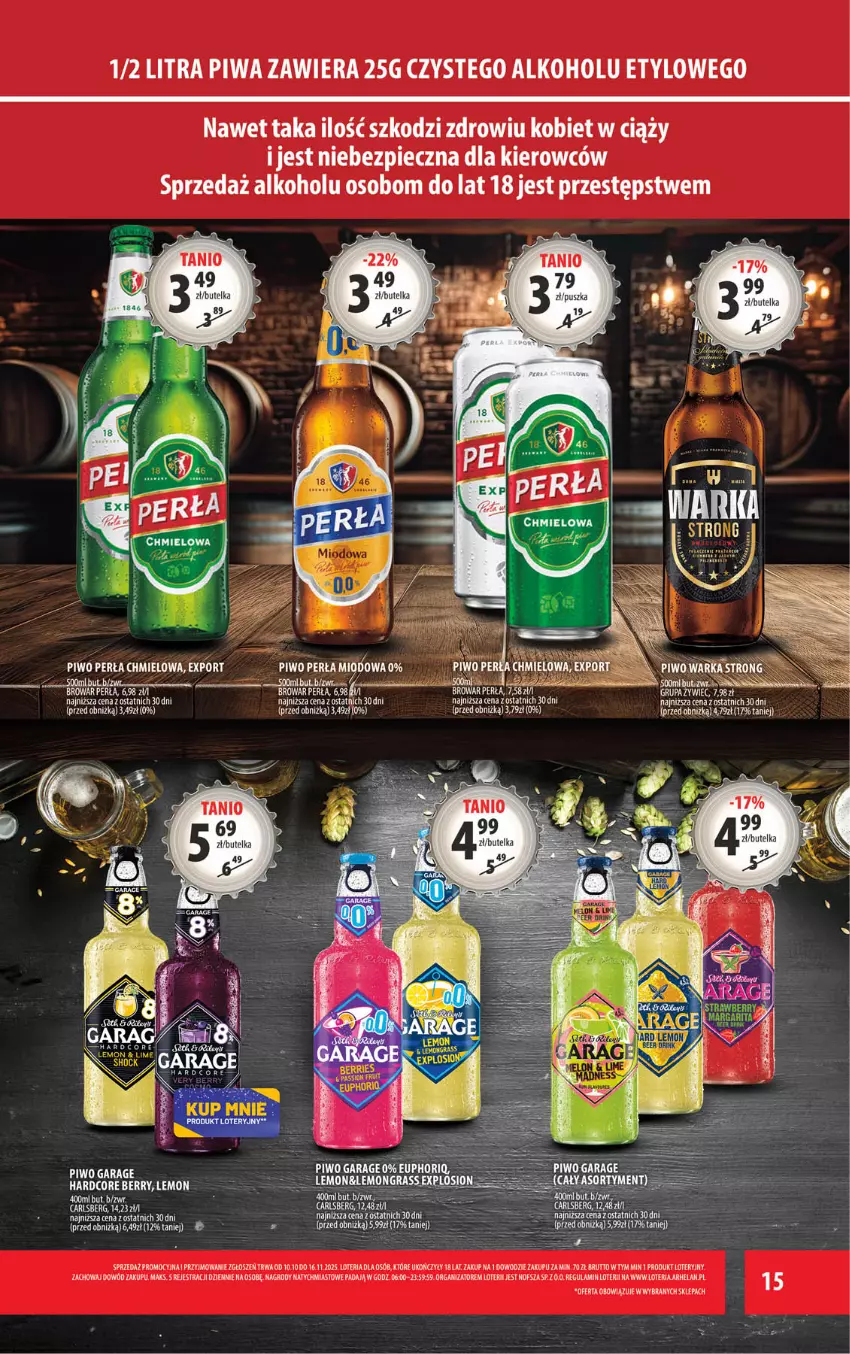 Gazetka promocyjna Arhelan - Gazetka - ważna 10.10 do 19.10.2025 - strona 15 - produkty: Carlsberg, Fa, Perła, Piwa, Piwo, Por, Top