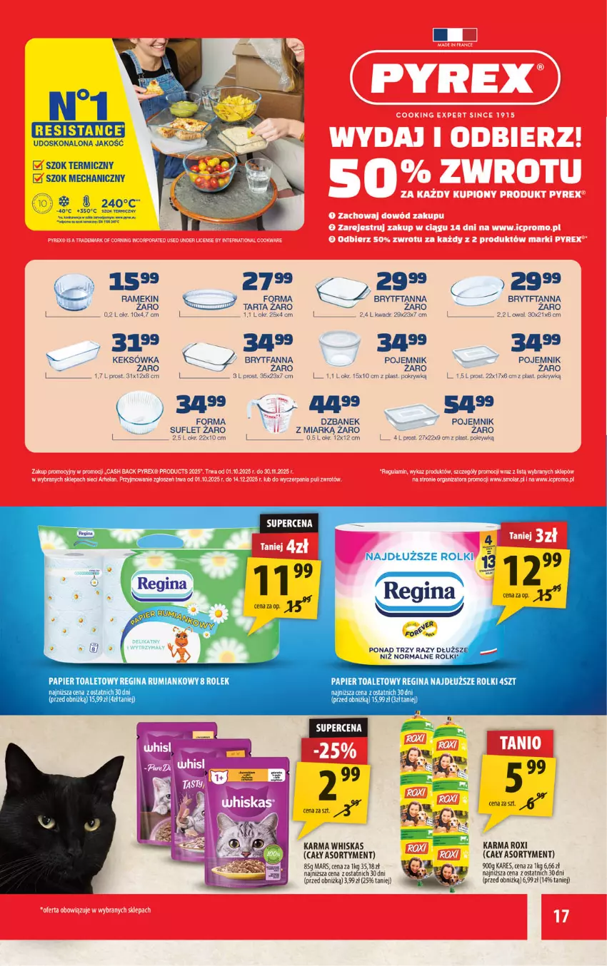Gazetka promocyjna Arhelan - Gazetka - ważna 10.10 do 19.10.2025 - strona 17 - produkty: DX2, Dzbanek, Fa, Gin, Keksówka, Mars, Papier, Papier toaletowy, Pojemnik, Rolki, Rum, Tarta, Whiskas