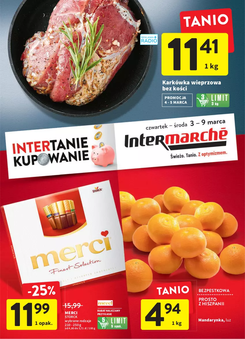 Gazetka promocyjna Intermarche - Spożywcza - ważna 03.02 do 09.02.2022 - strona 1 - produkty: Karkówka wieprzowa, Merci