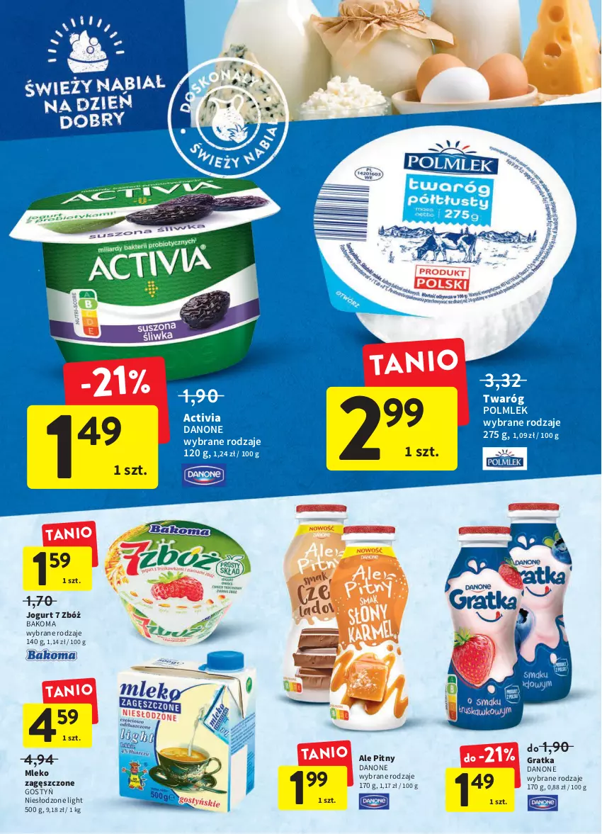 Gazetka promocyjna Intermarche - Spożywcza - ważna 03.02 do 09.02.2022 - strona 18 - produkty: Activia, Bakoma, Danone, Gra, Jogurt, Mleko, Mleko zagęszczone, POLMLEK, Twaróg