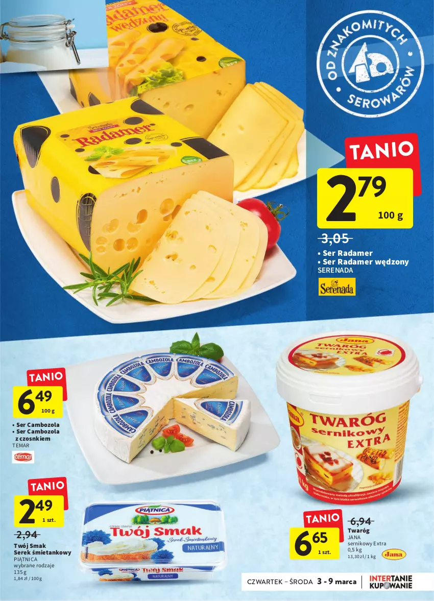 Gazetka promocyjna Intermarche - Spożywcza - ważna 03.02 do 09.02.2022 - strona 19 - produkty: Piątnica, Radamer, Ser, Serek, Twaróg, Twój Smak