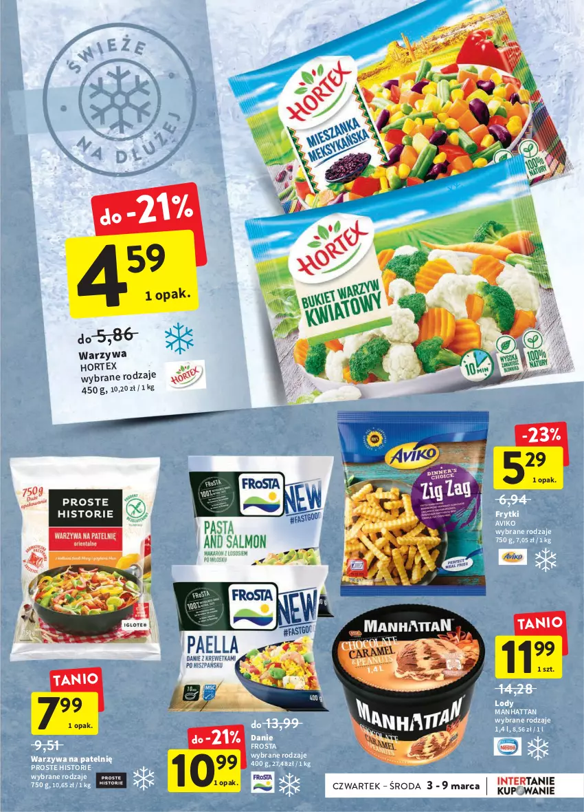 Gazetka promocyjna Intermarche - Spożywcza - ważna 03.02 do 09.02.2022 - strona 23 - produkty: Frosta, Frytki, Hortex, Lody, Warzywa