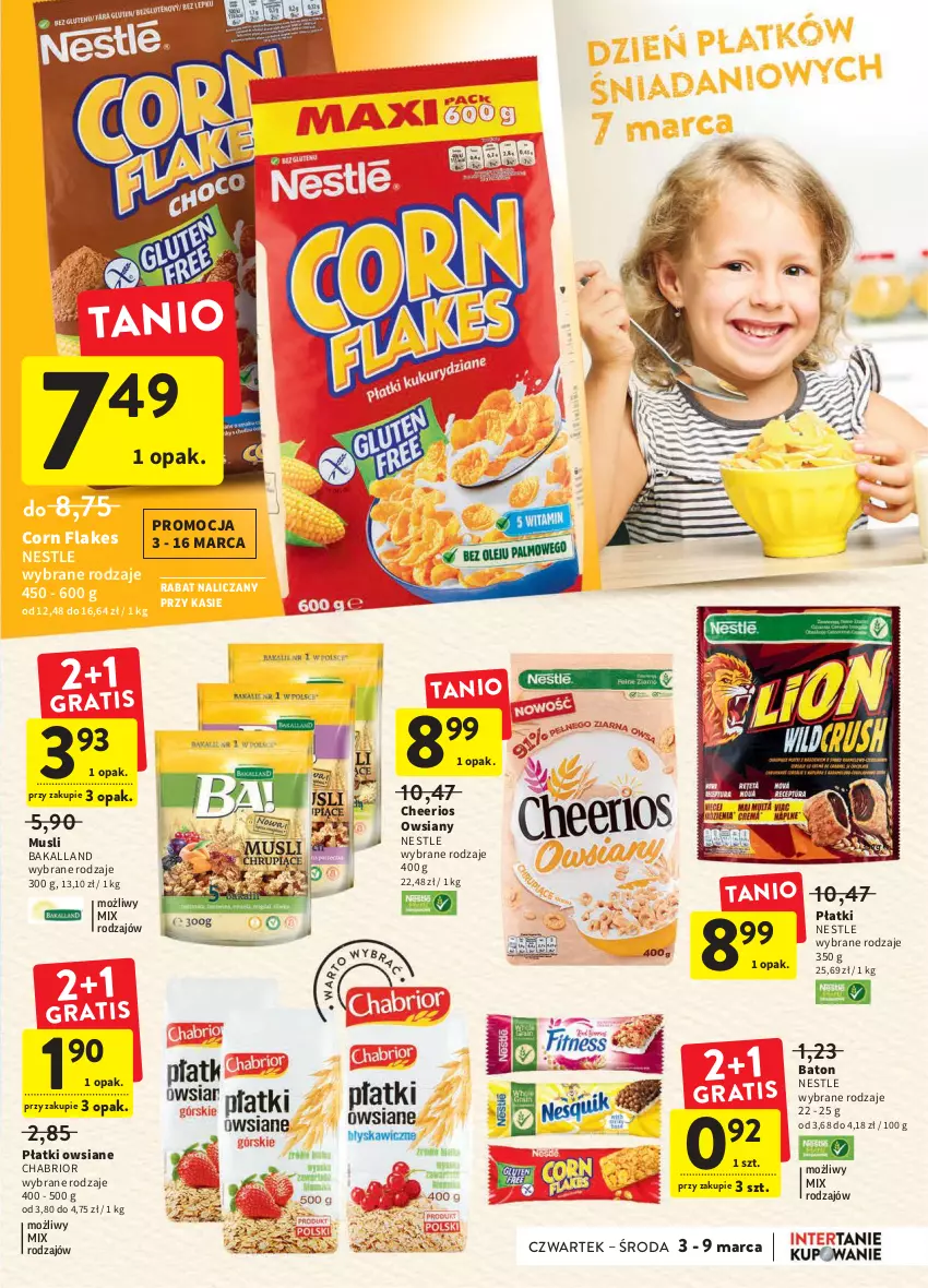 Gazetka promocyjna Intermarche - Spożywcza - ważna 03.02 do 09.02.2022 - strona 25 - produkty: Bakalland, Baton, Chabrior, Cheerios, Corn flakes, Mus, Płatki owsiane