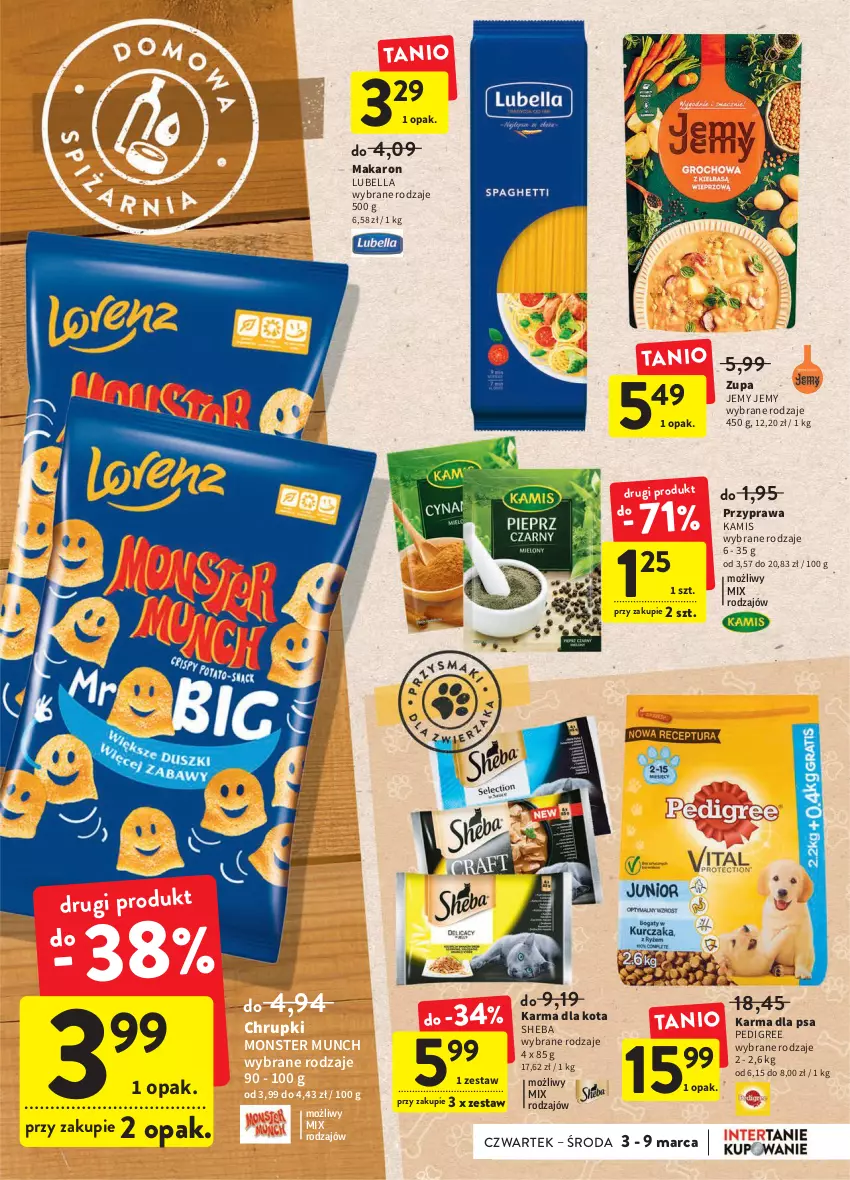 Gazetka promocyjna Intermarche - Spożywcza - ważna 03.02 do 09.02.2022 - strona 29 - produkty: Bell, Bella, Chrupki, Kamis, Lubella, Makaron, Monster Munch, Pedigree, Sheba, Zupa