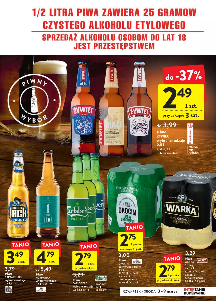 Gazetka promocyjna Intermarche - Spożywcza - ważna 03.02 do 09.02.2022 - strona 31 - produkty: Captain Jack, Carlsberg, Koc, Okocim, Piwo, Warka