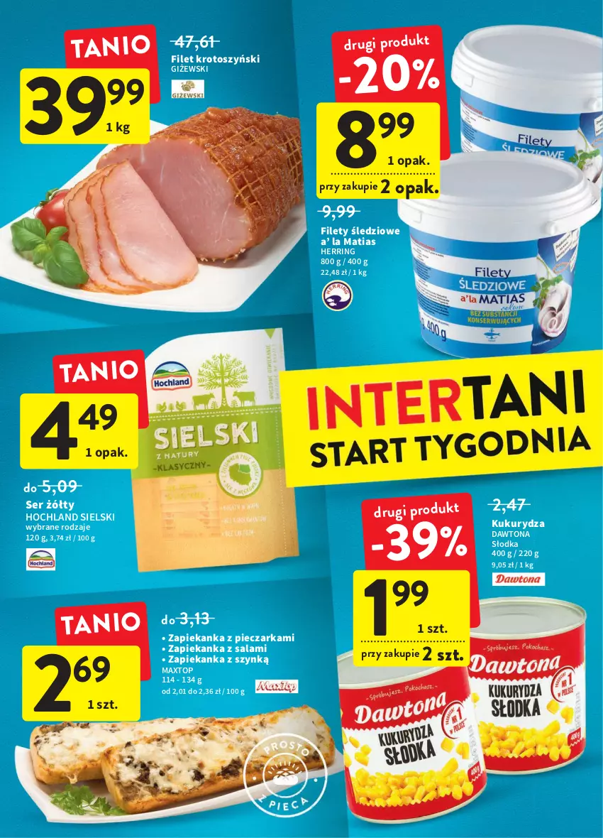 Gazetka promocyjna Intermarche - Spożywcza - ważna 03.02 do 09.02.2022 - strona 38 - produkty: Dawtona, Hochland, Kukurydza, Piec, Pieczarka, Salami, Ser, Top, Zapiekanka