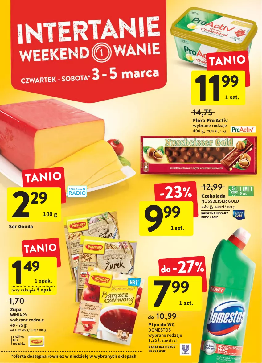 Gazetka promocyjna Intermarche - Spożywcza - ważna 03.02 do 09.02.2022 - strona 4 - produkty: Czekolada, Domestos, Flora, Gouda, Płyn do wc, Ser, Winiary, Zupa