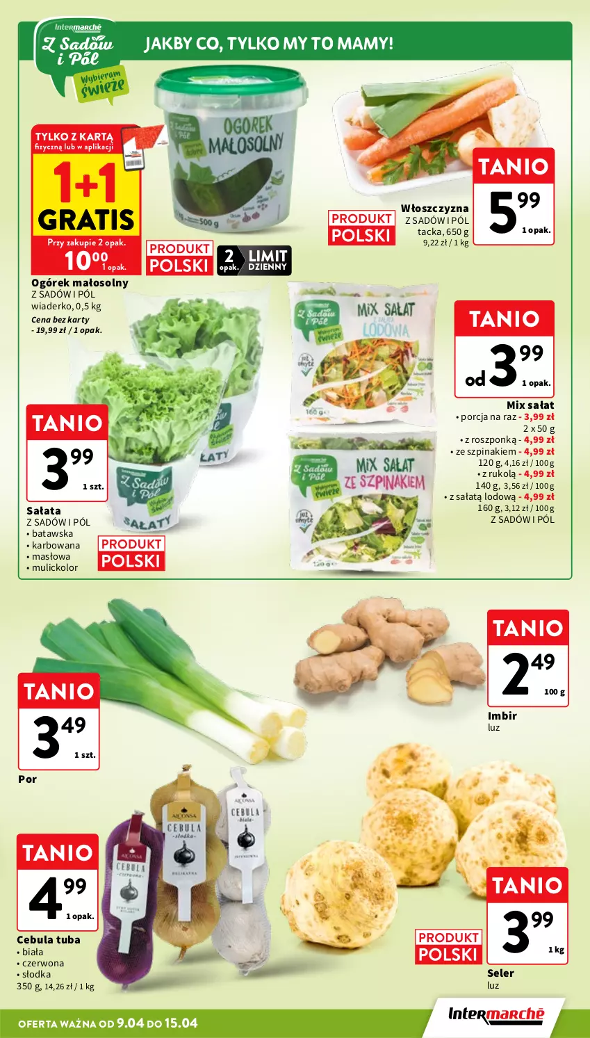 Gazetka promocyjna Intermarche - Gazetka Intermarche - ważna 08.04 do 15.04.2026 - strona 11 - produkty: Cebula, Gra, Imbir, Masło, Ogórek, Por, Sałat, Szpinak