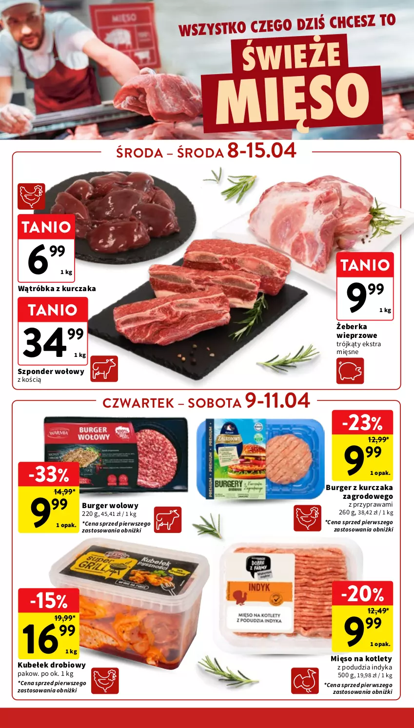 Gazetka promocyjna Intermarche - Gazetka Intermarche - ważna 08.04 do 15.04.2026 - strona 12 - produkty: Burger, Kotlet, Kurczak, Mięso, Szponder wołowy