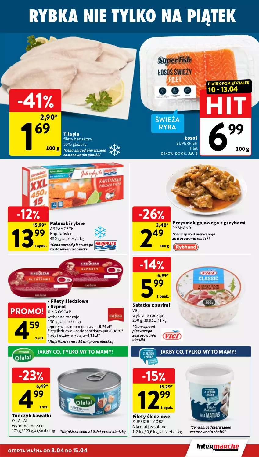 Gazetka promocyjna Intermarche - Gazetka Intermarche - ważna 08.04 do 15.04.2026 - strona 17 - produkty: Kawa, Lazur, Matjas, Olej, Paluszki rybne, Ryba, Sałat, Sałatka, Sos, Surimi, Szprot, Tilapia, Tuńczyk