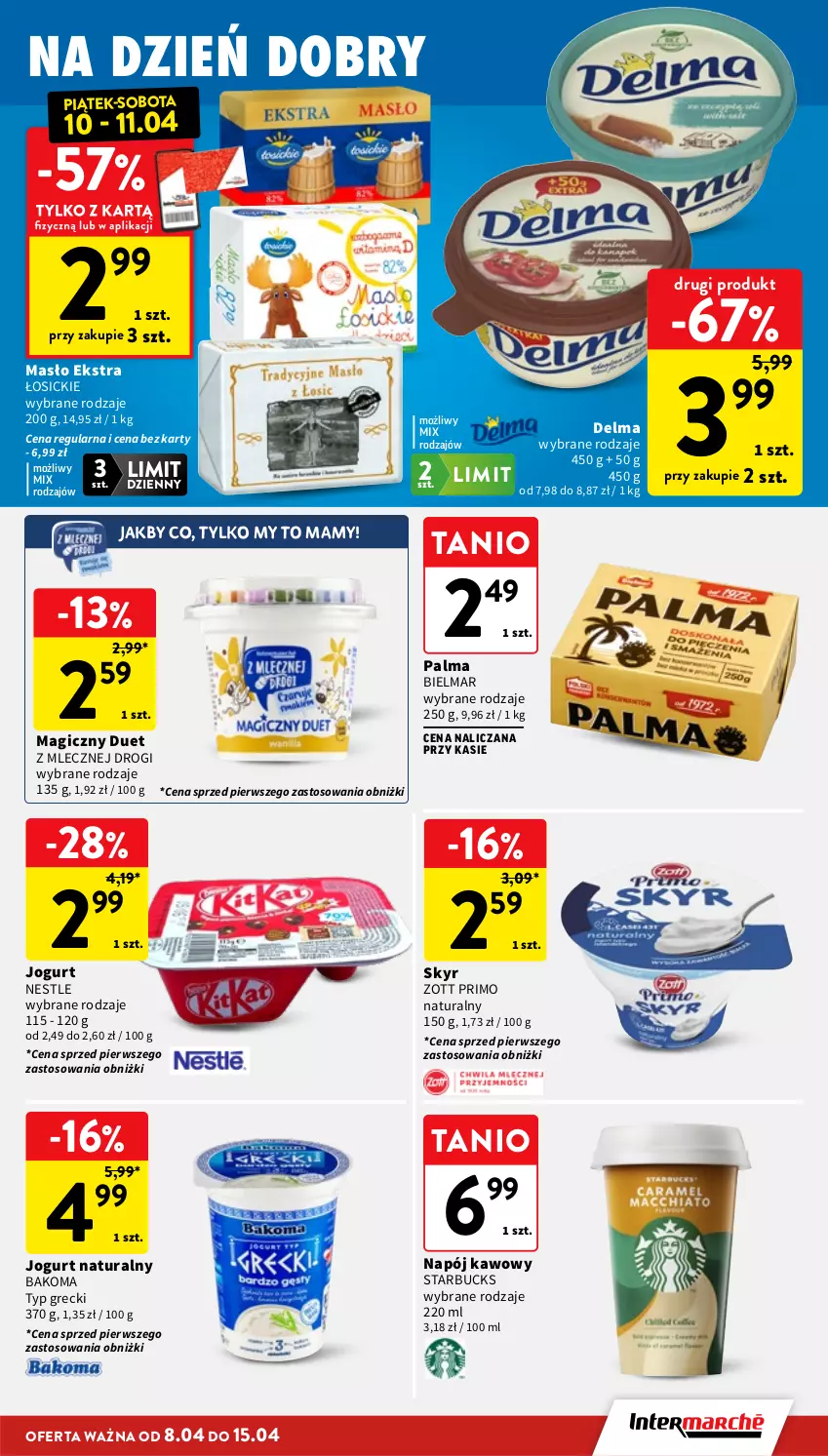 Gazetka promocyjna Intermarche - Gazetka Intermarche - ważna 08.04 do 15.04.2026 - strona 21 - produkty: Bakoma, Delma, Jogurt, Jogurt naturalny, Masło, Napój, Palma, Zott, Zott Primo
