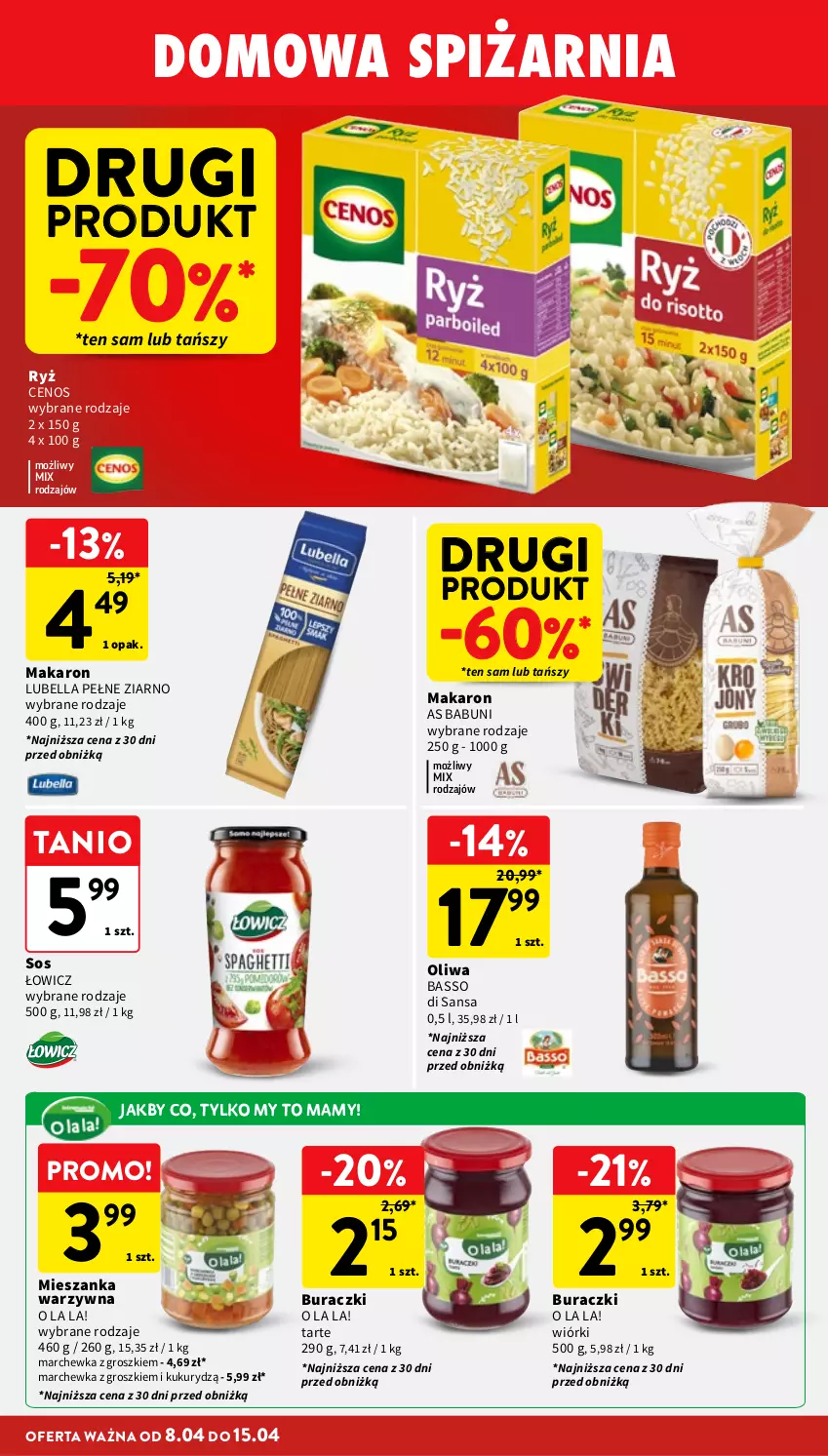Gazetka promocyjna Intermarche - Gazetka Intermarche - ważna 08.04 do 15.04.2026 - strona 26 - produkty: Babuni, Bell, Bella, Buraczki, Cenos, Lubella, Makaron, Marchewka, Mieszanka warzyw, Ryż, Sos