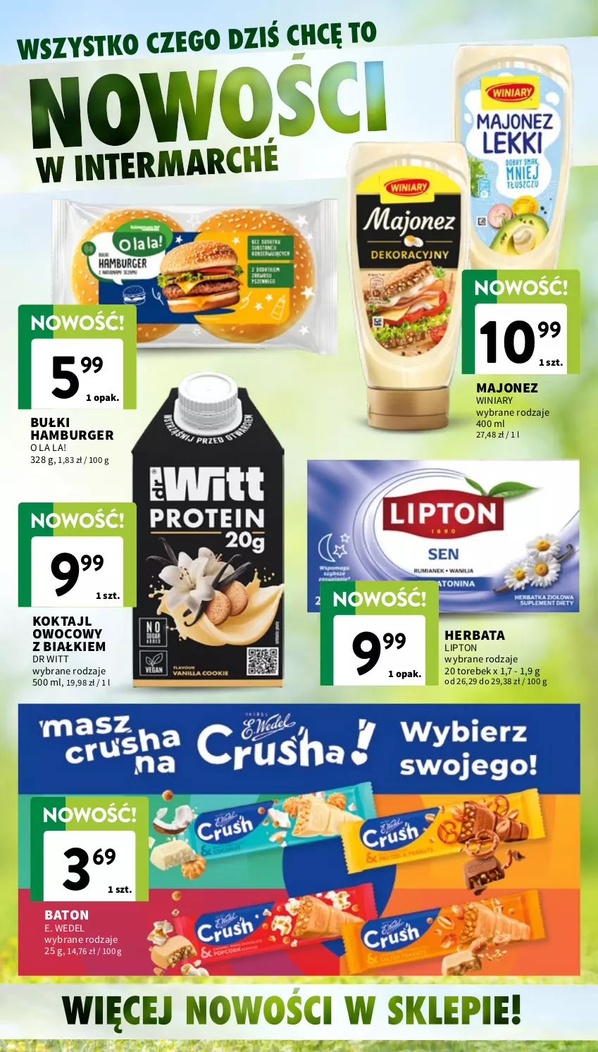 Gazetka promocyjna Intermarche - Gazetka Intermarche - ważna 08.04 do 15.04.2026 - strona 32 - produkty: Baton, Burger, E. Wedel, Hamburger, Herbata, Lipton, Majonez, Winiary