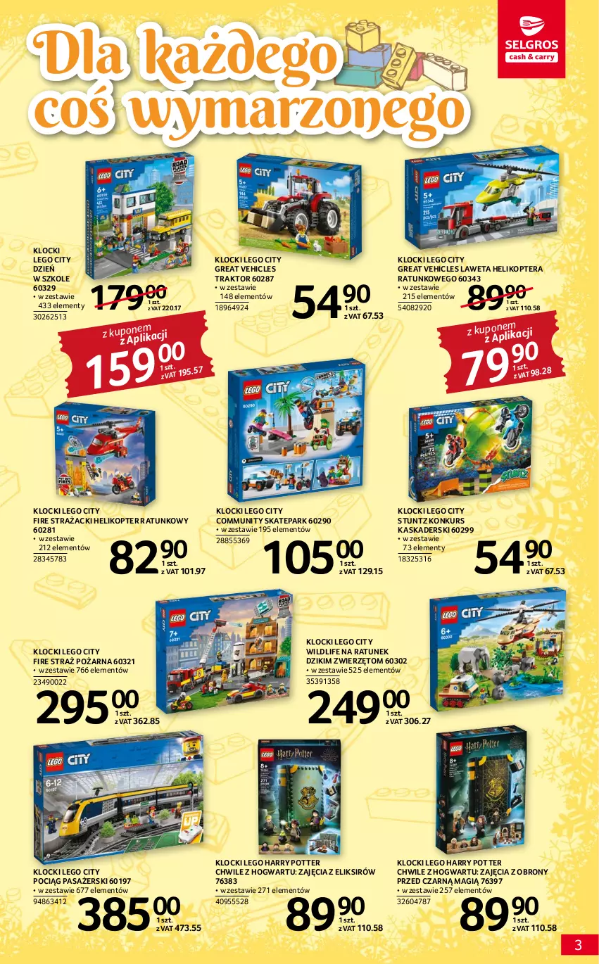 Gazetka promocyjna Selgros - Katalog Zabawki - ważna 17.11 do 30.11.2022 - strona 3 - produkty: Harry Potter, Helikopter, Kask, Klocki, LEGO, LEGO City, LEGO Harry Potter, Pociąg, Pociąg pasażerski, Straż pożarna, Tera, Traktor