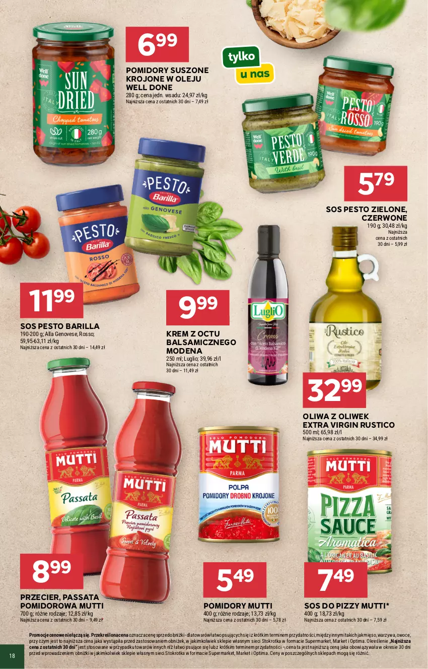 Gazetka promocyjna Stokrotka - Włochy od kuchni - ważna 16.04 do 06.05.2026 - strona 3 - produkty: Barilla, Gin, Mięso, Olej, Oliwa z oliwek, Optima, Owoce, Pesto, Pomidory, Rust, Sos, Sos do pizzy, Warzywa