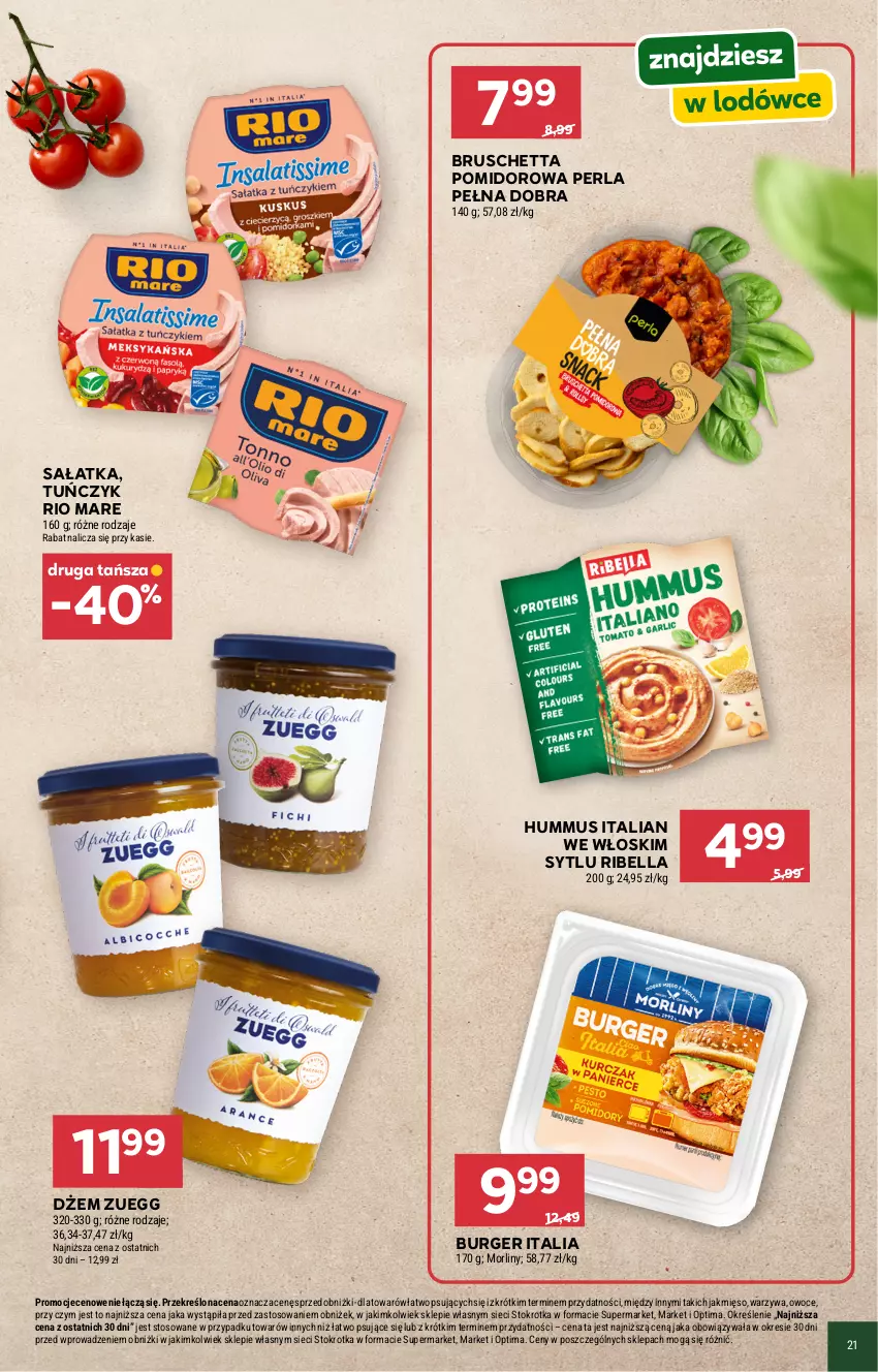Gazetka promocyjna Stokrotka - Włochy od kuchni - ważna 16.04 do 06.05.2026 - strona 6 - produkty: Bell, Bella, Burger, Dżem, Hummus, Mięso, Morliny, Mus, Optima, Owoce, Rio Mare, Sałat, Sałatka, Tuńczyk, Warzywa