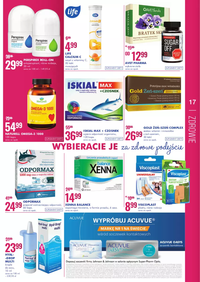 Gazetka promocyjna Super Pharm - Gazetka - ważna 31.10 do 17.11.2022 - strona 17 - produkty: Antyperspirant, Calcium, Czosnek, Iskial, Krople do oczu, Mus, Naturell, Omega-3, Por, Soczewki kontaktowe, Suplement diety, Viscoplast, Xenna Balance, Zdrowie