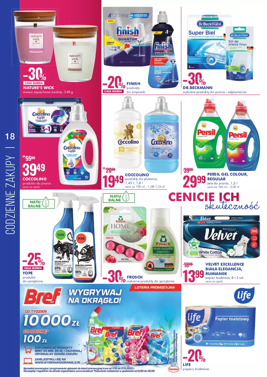 Gazetka promocyjna Super Pharm - Gazetka - ważna 31.10 do 17.11.2022 - strona 18 - produkty: Coccolino, Finish, Frosch, Papier, Papier toaletowy, Persil, Rum, Velvet, Yope, Zmywarki