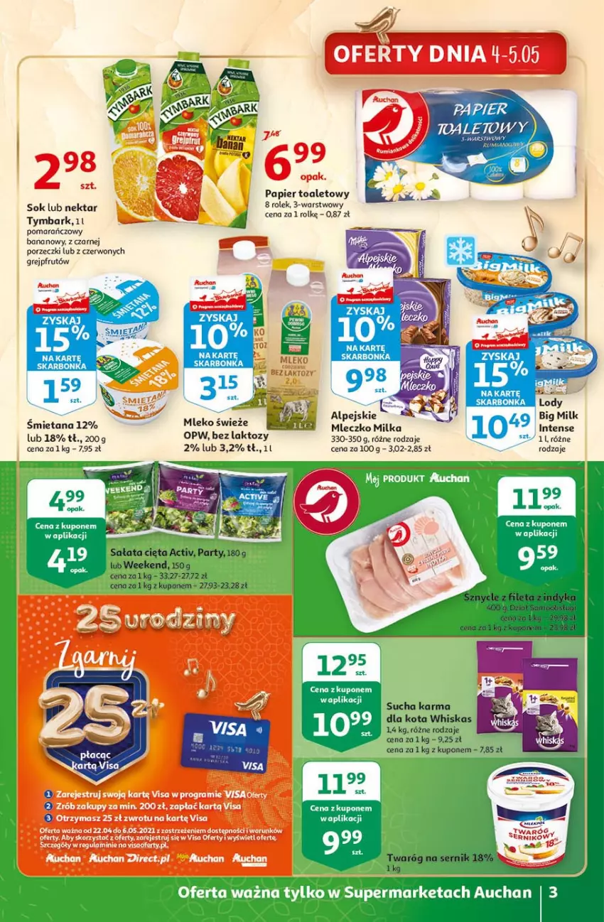 Gazetka promocyjna Auchan - 25 Urodziny #2 Supermarkety - ważna 28.04 do 05.05.2021 - strona 3 - produkty: Grejpfrut, Milka, Mleczko, Nektar, Papier, Papier toaletowy, Por, Sok, Tymbark