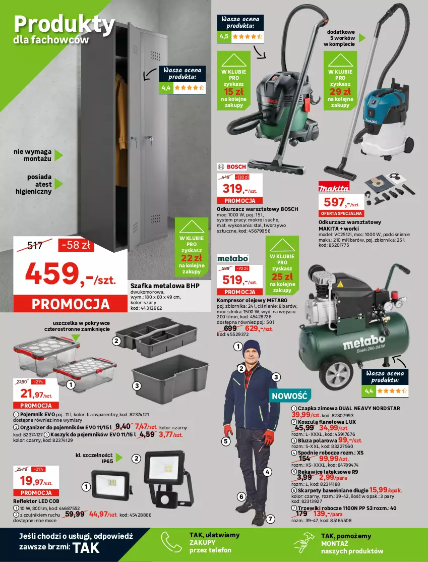 Gazetka promocyjna Leroy Merlin - Nowa Podłoga - ważna 19.01 do 03.03.2022 - strona 22 - produkty: Bluza, Bluza polarowa, Bosch, Czapka, Fa, Finish, Geoflex, Gładź polimerowa, Grunt, HP, Karp, Klej, Kompresor, Kompresor olejowy, Kosz, Koszula, LANA, Makita, Odkurzacz, Odkurzacz warsztatowy, Olej, Organizer, Płyta, Podkład, Podkład podłogowy, Pojemnik, Reflektor, Reflektor LED, Rękawice, Rękawice lateksowe, Spodnie, Szafka, Telefon, Tran, Zaprawa klejowa