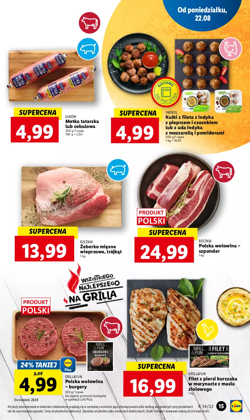 Gazetka promocyjna Lidl - GAZETKA - ważna 22.08 do 24.08.2022 - strona 17 - produkty: Burger, Filet z piersi kurczaka, Grill, Kurczak, Metka tatarska, Piec, Pieprz, Wołowina