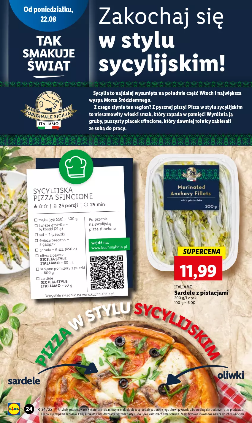 Gazetka promocyjna Lidl - GAZETKA - ważna 22.08 do 24.08.2022 - strona 26 - produkty: Cebula, Drożdże, Koc, Kuchnia, Mąka, Oliwa z oliwek, Oliwki, Pizza, Pomidory, Por, Sól