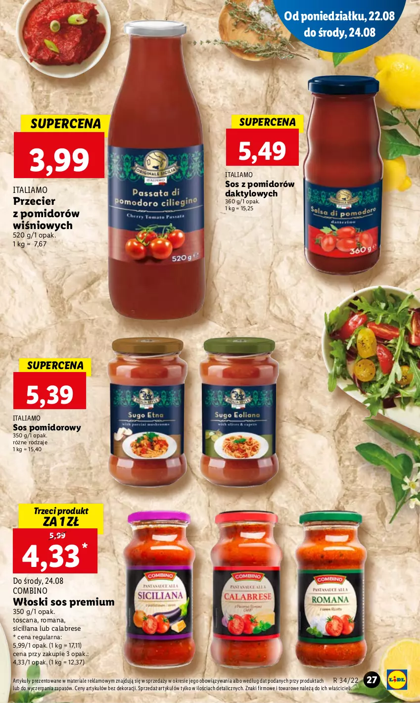 Gazetka promocyjna Lidl - GAZETKA - ważna 22.08 do 24.08.2022 - strona 29 - produkty: Sos, Sos pomidorowy