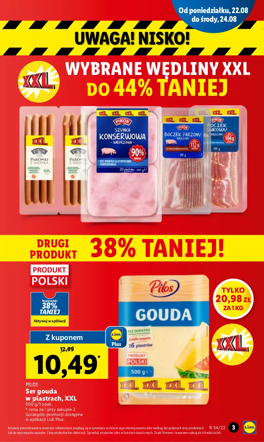 Gazetka promocyjna Lidl - GAZETKA - ważna 22.08 do 24.08.2022 - strona 3 - produkty: Gouda, Pilos, Ser, Waga