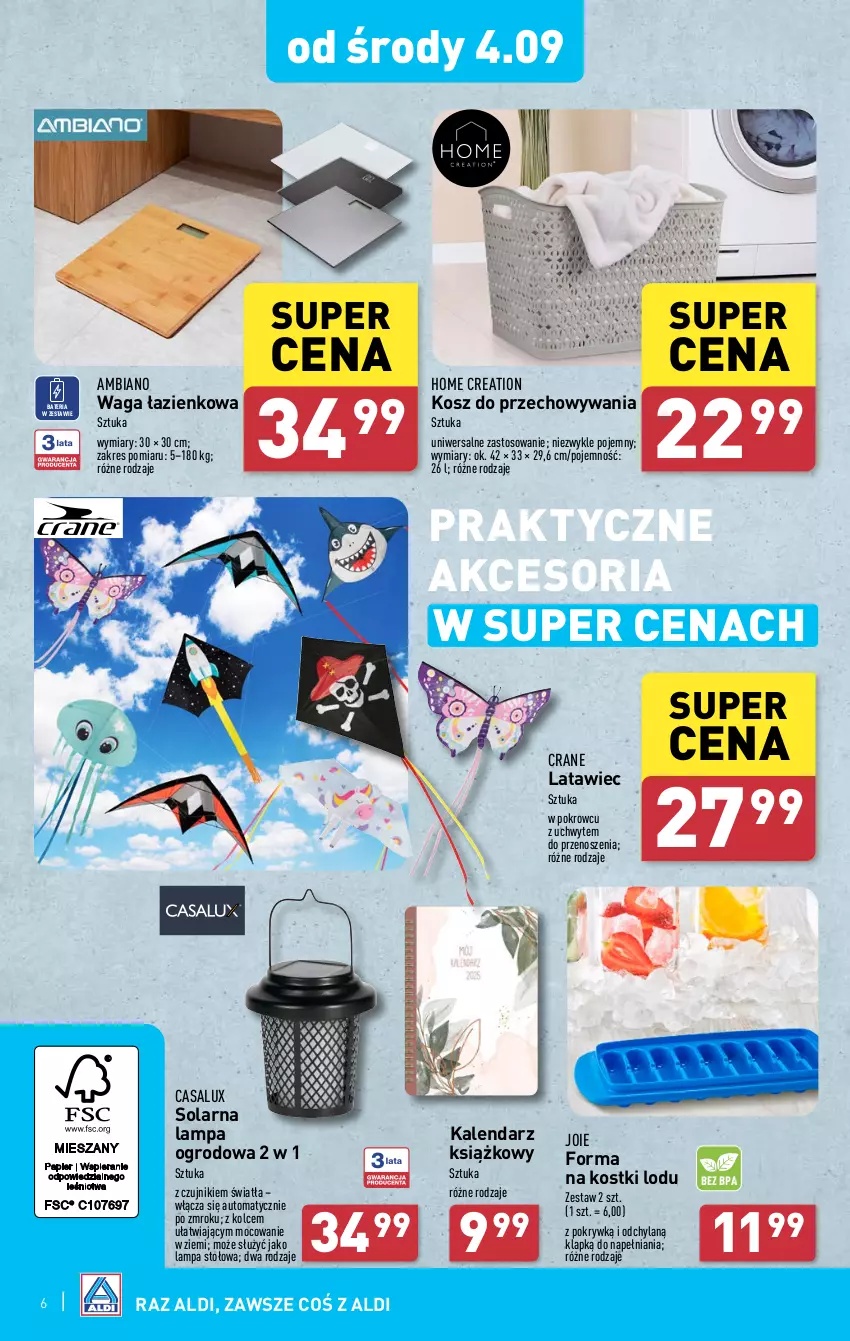 Gazetka promocyjna Aldi - Artykuły przemysłowe i tekstylia - ważna 04.09 do 07.09.2024 - strona 6 - produkty: Bateria, Kalendarz, Kosz, Lampa, Lampa stołowa, Waga, Waga łazienkowa