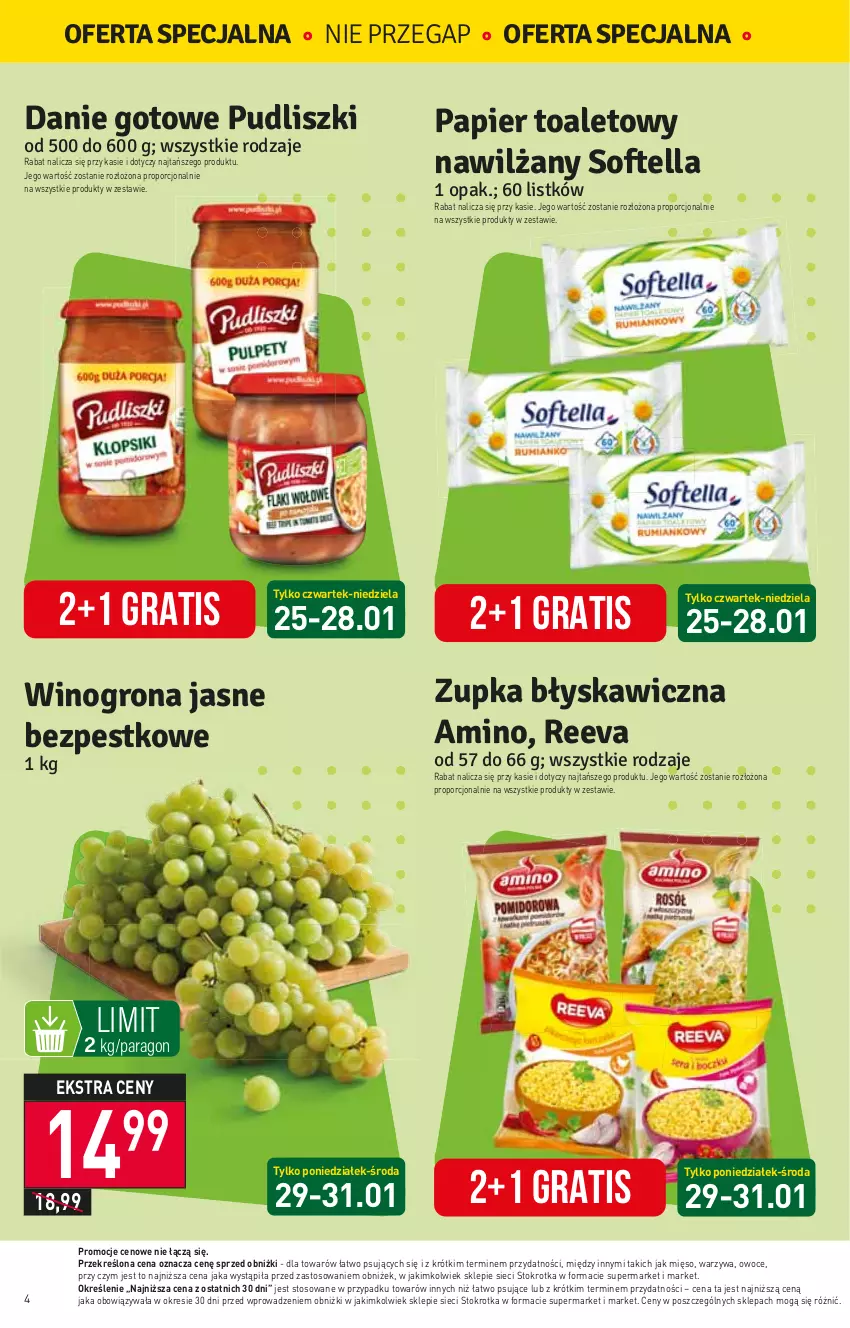 Gazetka promocyjna Stokrotka - Market - ważna 25.01 do 31.01.2024 - strona 4 - produkty: Gra, HP, Mięso, Owoce, Papier, Papier toaletowy, Por, Warzywa