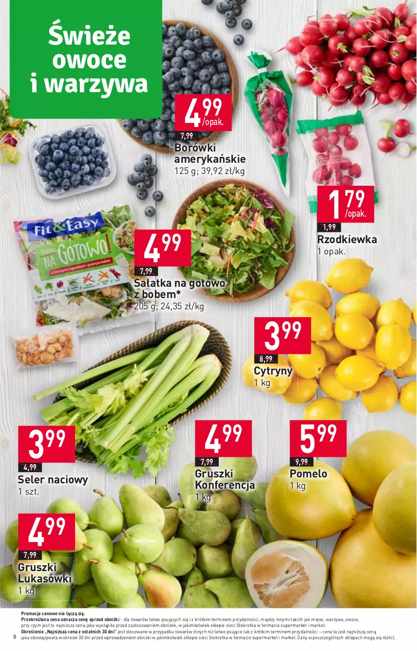 Gazetka promocyjna Stokrotka - Market - ważna 25.01 do 31.01.2024 - strona 9 - produkty: Cytryny, Gruszki, Mięso, Owoce, Pomelo, Rzodkiewka, Sałat, Sałatka, Seler naciowy, Warzywa