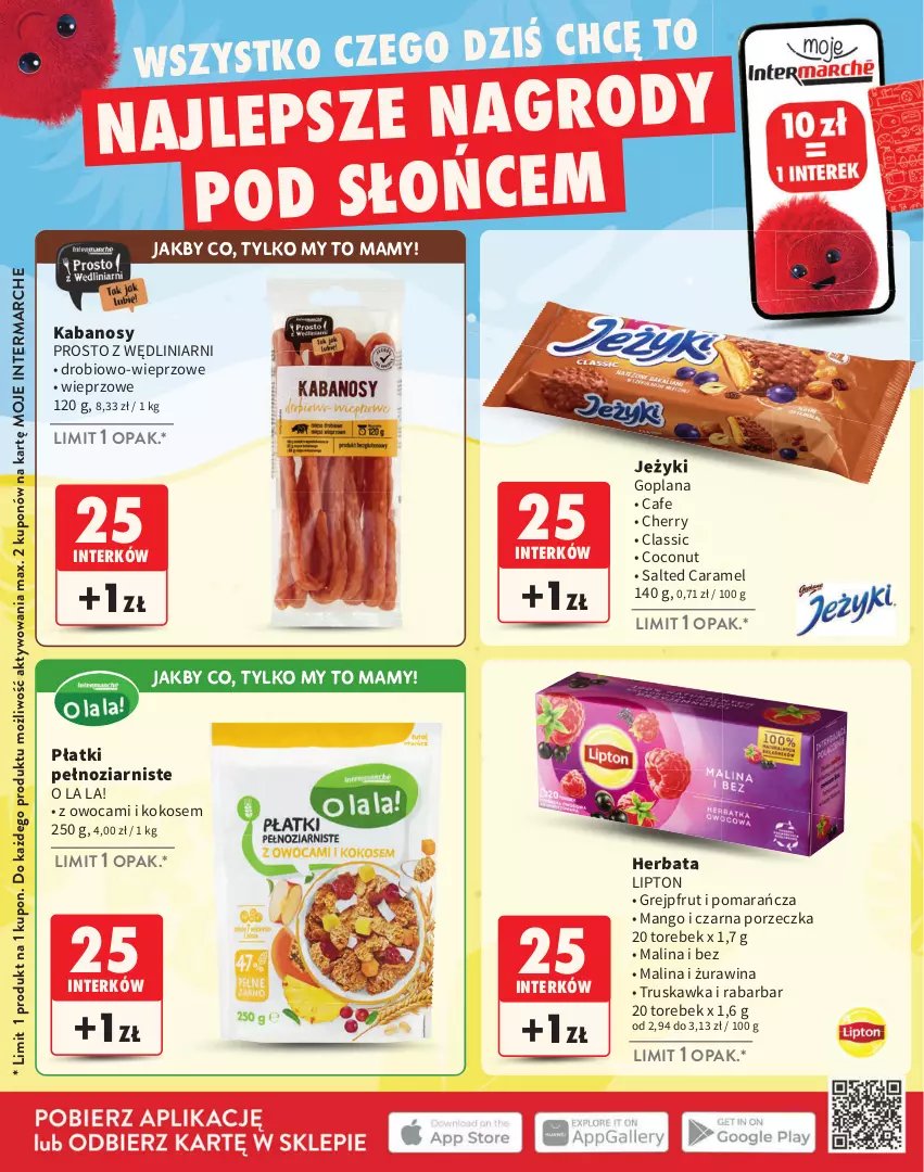 Gazetka promocyjna Intermarche - Gazetka Intermarche - ważna 02.06 do 31.08.2025 - strona 16 - produkty: Goplana, Grejpfrut, Herbata, Jeżyki, Kabanos, Kokos, LANA, Lipton, Mango, Por