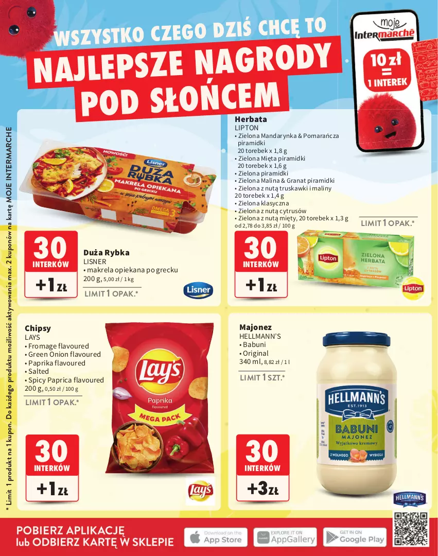 Gazetka promocyjna Intermarche - Gazetka Intermarche - ważna 02.06 do 31.08.2025 - strona 18 - produkty: Babuni, Chipsy, Gin, Gra, Granat, Hellmann’s, Herbata, Lipton, Lisner, Majonez, Maliny, Mięta, Truskawki