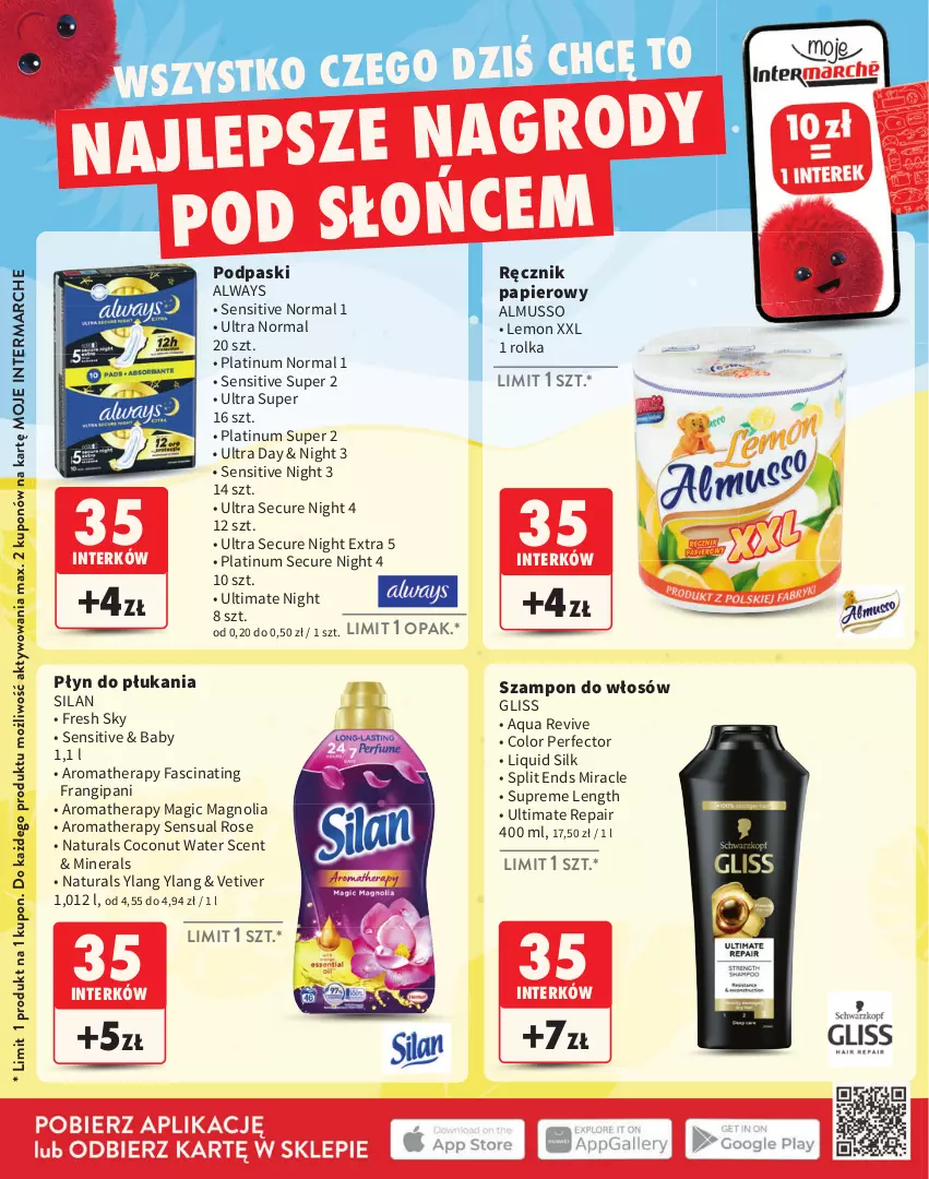 Gazetka promocyjna Intermarche - Gazetka Intermarche - ważna 02.06 do 31.08.2025 - strona 22 - produkty: Always, Fa, Mus, Papier, Płyn do płukania, Podpaski, Ręcznik, Sensual, Silan, Szampon