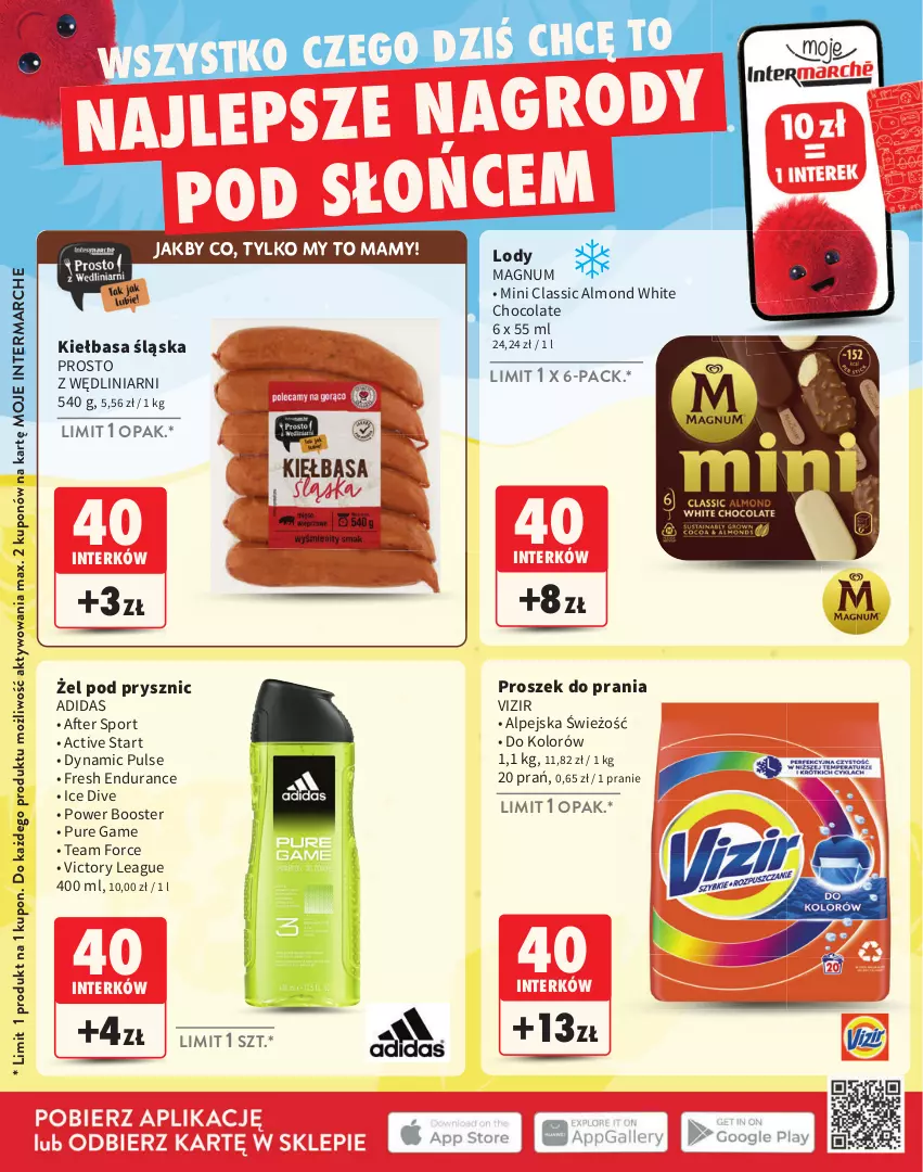 Gazetka promocyjna Intermarche - Gazetka Intermarche - ważna 02.06 do 31.08.2025 - strona 24 - produkty: Adidas, Booster, Kiełbasa, Kiełbasa śląska, Lody, Por, Proszek do prania, Pur, Sport, Vizir
