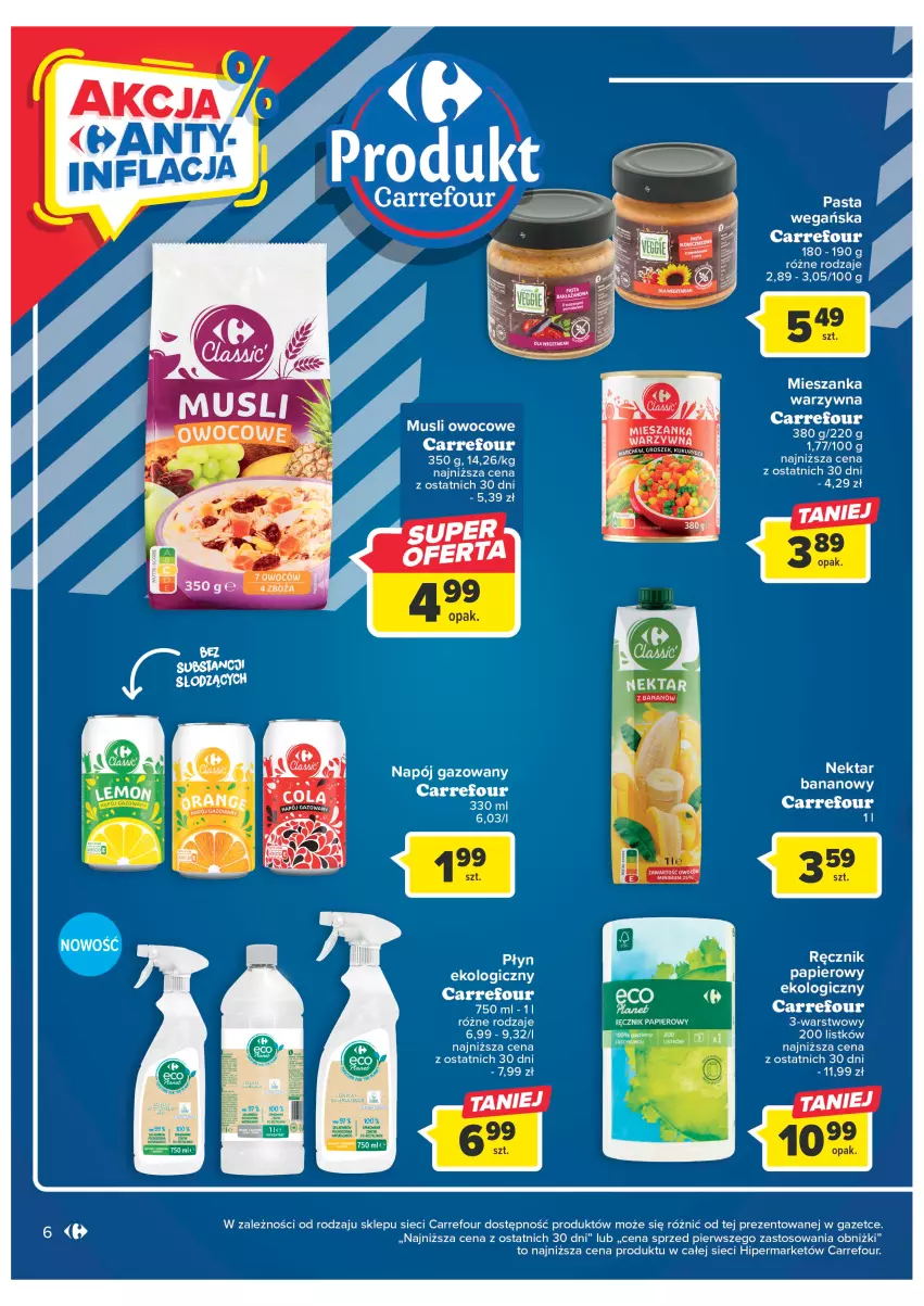 Gazetka promocyjna Carrefour - Gazetka Carrefour - ważna 21.02 do 04.03.2023 - strona 8 - produkty: Mieszanka warzyw, Mus, Napój, Napój gazowany, Nektar, Papier, Ręcznik