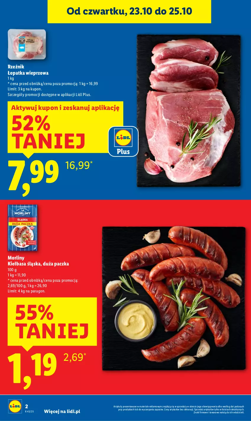 Gazetka promocyjna Lidl - GAZETKA - ważna 23.10 do 25.10.2025 - strona 2 - produkty: Kiełbasa, Kiełbasa śląska, Morliny