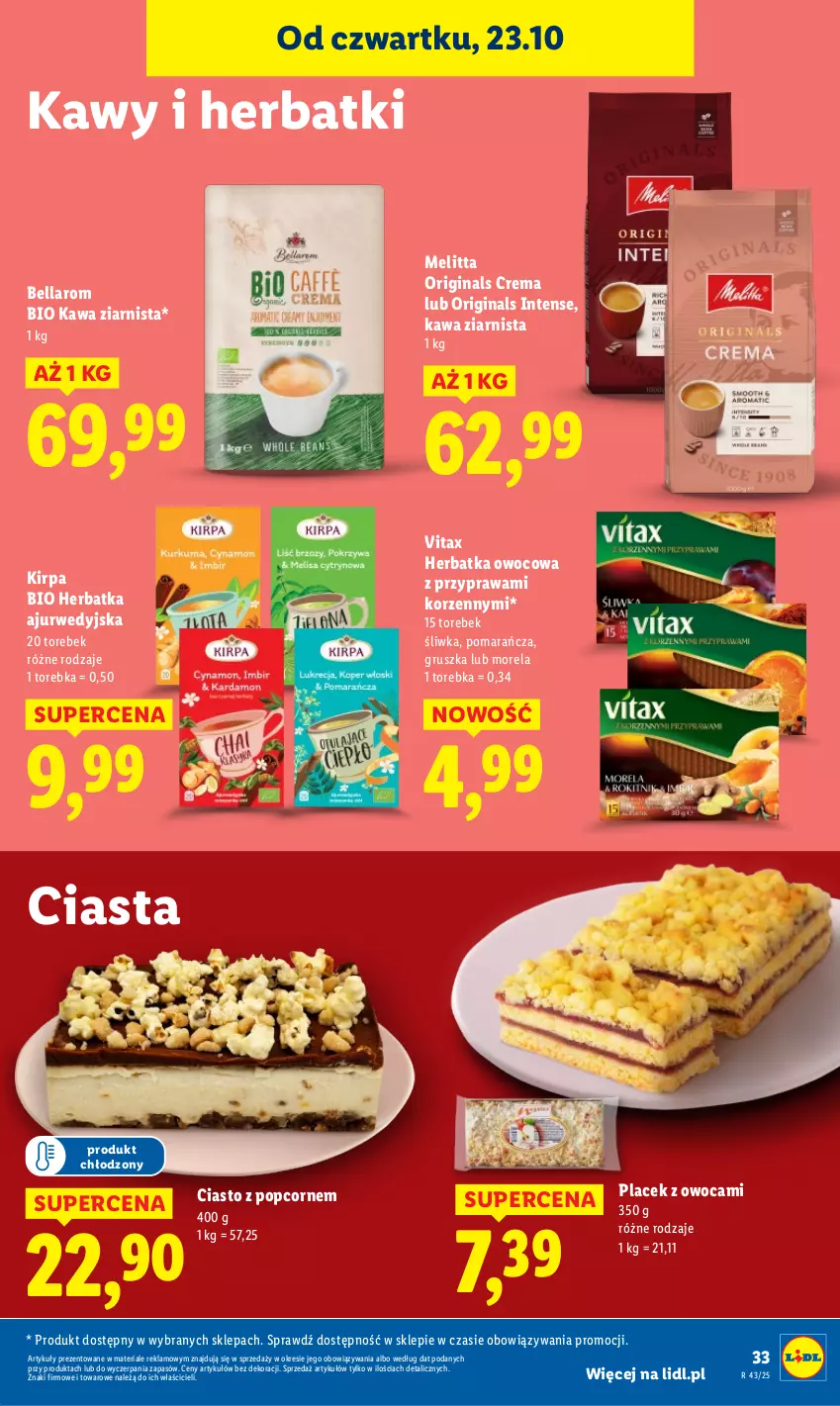 Gazetka promocyjna Lidl - GAZETKA - ważna 23.10 do 25.10.2025 - strona 37 - produkty: Bell, Bella, Gin, Kawa, Kawa ziarnista, Morela, Popcorn, Torebka, Vitax