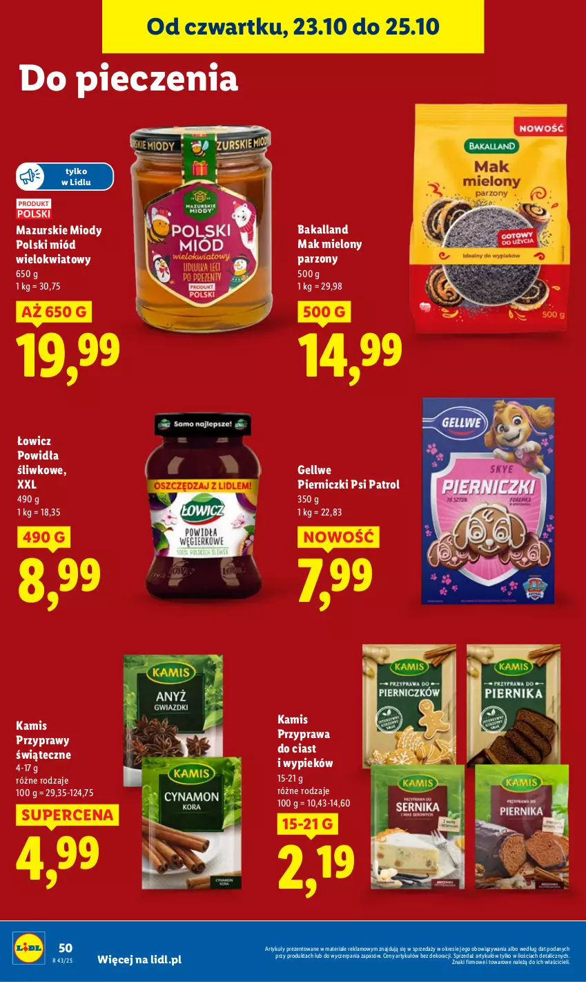 Gazetka promocyjna Lidl - GAZETKA - ważna 23.10 do 25.10.2025 - strona 54 - produkty: Bakalland, Kamis, Mak mielony, Miód, Piec, Przyprawy, Psi Patrol