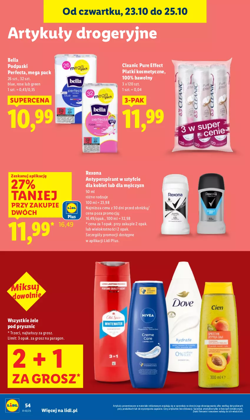 Gazetka promocyjna Lidl - GAZETKA - ważna 23.10 do 25.10.2025 - strona 58 - produkty: Antyperspirant, Bell, Bella, Cleanic, Perfecta, Płatki kosmetyczne, Podpaski, Pur, Rexona