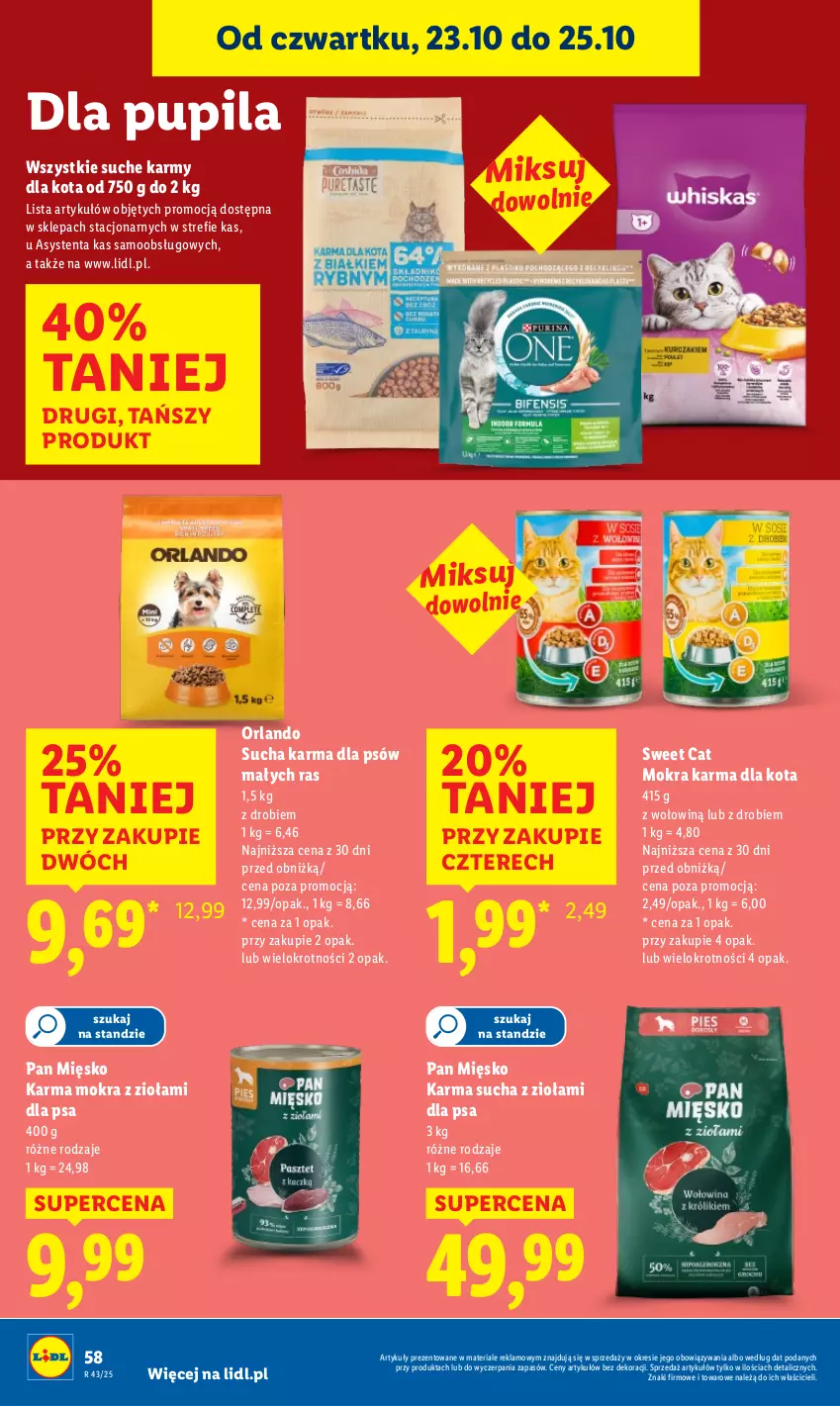 Gazetka promocyjna Lidl - GAZETKA - ważna 23.10 do 25.10.2025 - strona 62 - produkty: Mokra karma, Sucha karma