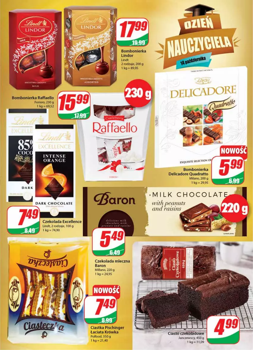 Gazetka promocyjna Dino - Gazetka - ważna 13.10 do 20.10.2021 - strona 5 - produkty: Ciastka, Ciasto czekoladowe, Czekolada, Czekolada mleczna, Exquisite, Fa, Ferrero, Lindor, Lindt, Raffaello