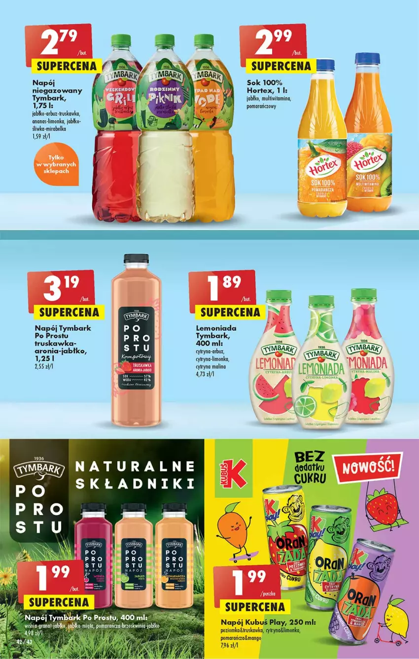 Gazetka promocyjna Biedronka - W tym tygodniu - ważna 28.07 do 03.08.2022 - strona 42 - produkty: Ananas, Arbuz, Aronia, Hortex, Kubuś, Lemoniada, Limonka, Mango, Napój, Ser, Sok, Tymbark