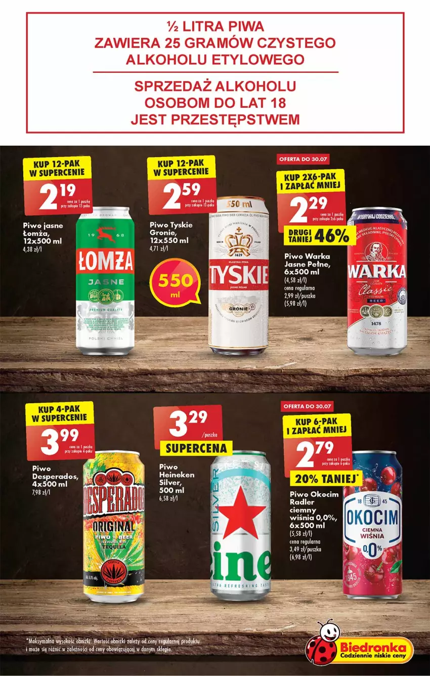 Gazetka promocyjna Biedronka - W tym tygodniu - ważna 28.07 do 03.08.2022 - strona 45 - produkty: Desperados, Fa, Gra, Heineken, Koc, Okocim, Piwa, Piwo, Piwo jasne, Radler, Sok, Tyskie, Warka