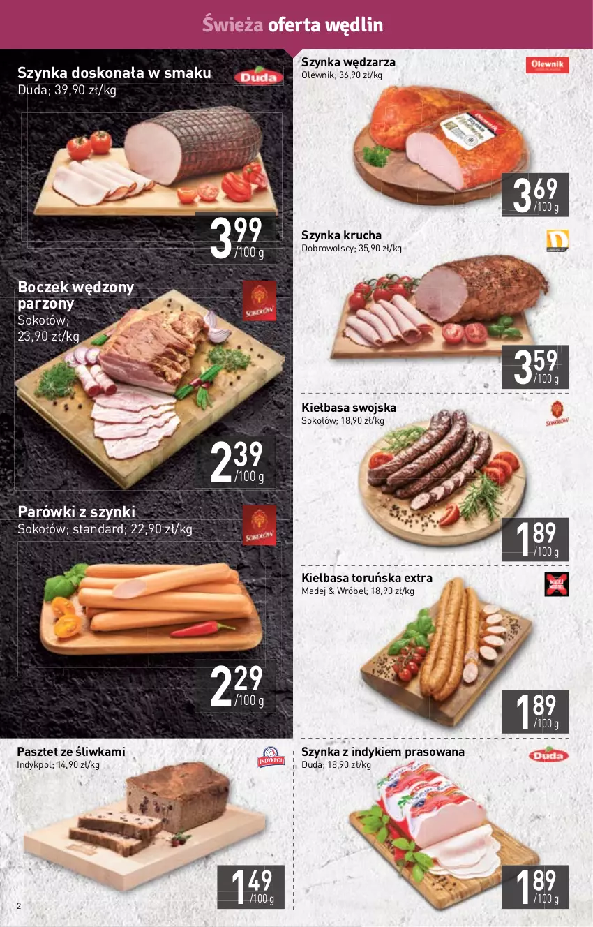 Gazetka promocyjna Stokrotka - Market - ważna 21.07 do 27.07.2022 - strona 2 - produkty: Boczek, Duda, Kiełbasa, Olewnik, Parówki, Parówki z szynki, Pasztet, Sok, Sokołów, Szynka