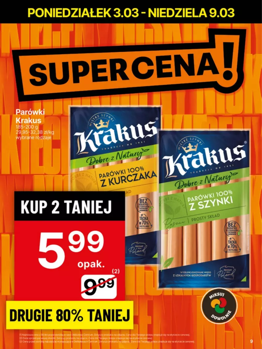 Gazetka promocyjna Delikatesy Centrum - NOWA GAZETKA Delikatesy Centrum od 3 marca! 3-9.03.2025 - ważna 03.03 do 09.03.2025 - strona 9 - produkty: Krakus, Parówki