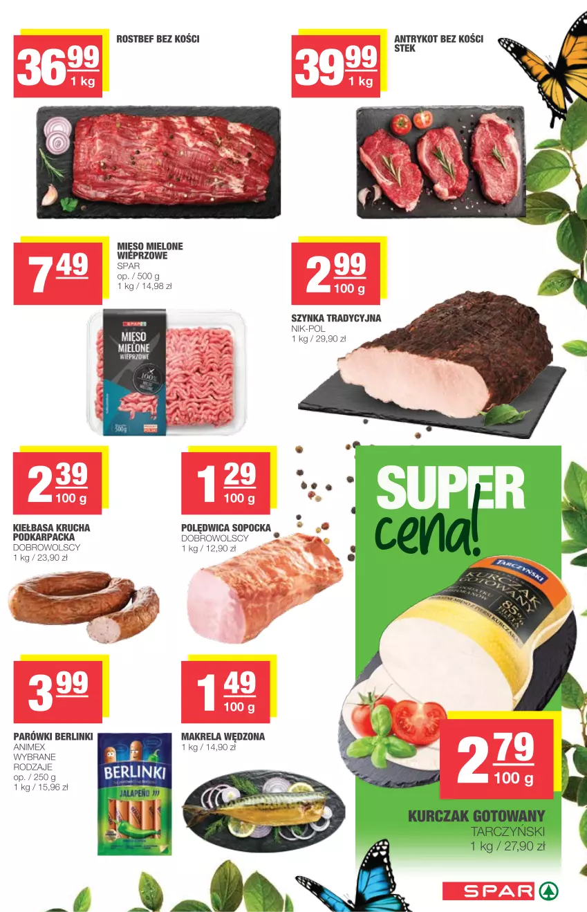 Gazetka promocyjna Spar - Eurospar - ważna 14.04 do 20.04.2021 - strona 3 - produkty: Berlinki, Karp, Kiełbasa, Kiełbasa krucha, Mięso, Mięso mielone, Parówki, Polędwica, Rostbef, Stek, Szynka