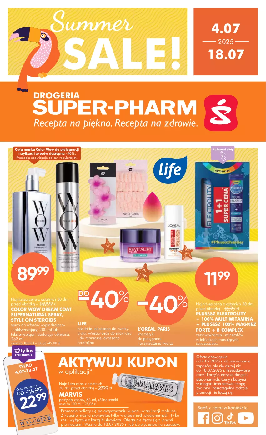 Gazetka promocyjna Super Pharm - Gazetka - ważna 27.06 do 18.07.2025 - strona 1 - produkty: Kosmetyki do pielęgnacji, L’Oréal, Magnez, Makijaż, Mobil, Mus, Tablet